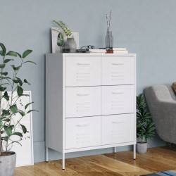 Sonata H Шкаф с чекмеджета, бял, 80х35х101,5 см, стомана - Dulapuri