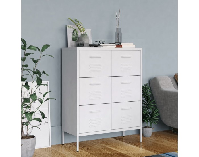 Sonata H Шкаф с чекмеджета, бял, 80х35х101,5 см, стомана