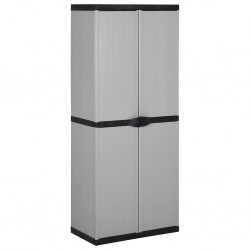 Sonata H Градински шкаф за съхранение с 3 рафта сиво-черен 68x40x168 см - Dulapuri