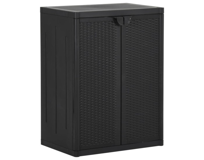 Sonata Dulap de depozitare pentru grădină, negru, 65x45x88 cm PP ratan