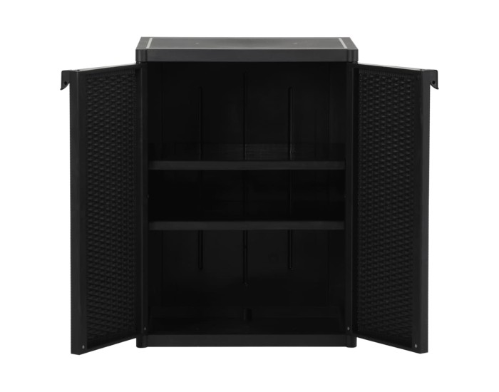 Sonata Dulap de depozitare pentru grădină, negru, 65x45x88 cm PP ratan