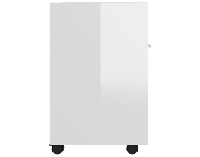 Sonata H Страничен шкаф с колелца бял гланц 33x38x60 см инженерно дърво