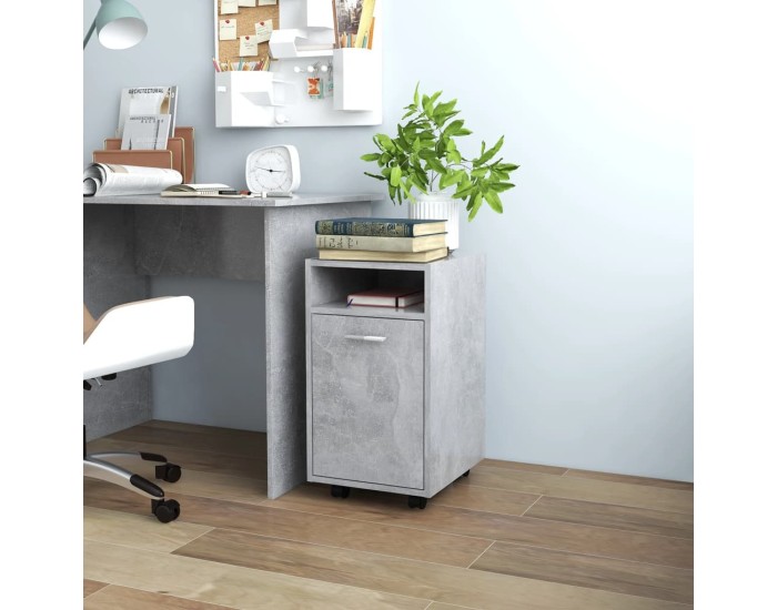 Sonata Dulap lateral cu roți, gri beton, 33x38x60 cm, lemn prelucrat