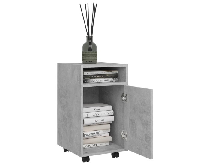 Sonata Dulap lateral cu roți, gri beton, 33x38x60 cm, lemn prelucrat