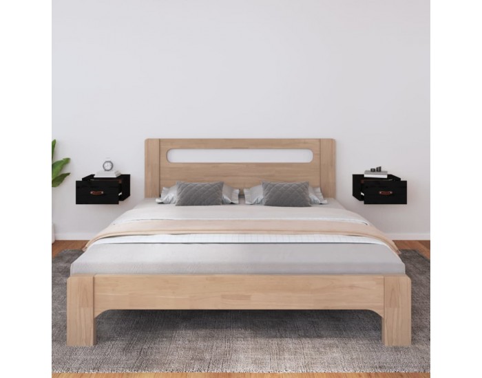 Sonata H Нощни шкафчета за стенен монтаж, 2 бр, черен, 40x29,5x22 см