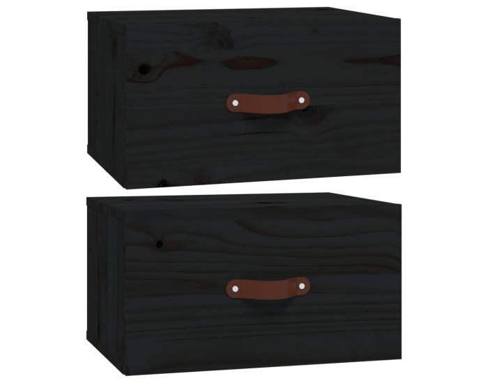 Sonata Noptiere de perete, 2 buc., negru, 40x29,5x22 cm