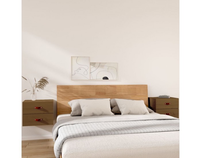 Sonata H Нощни шкафчета за стенен монтаж 2 бр меденокафяви 50x36x40 см