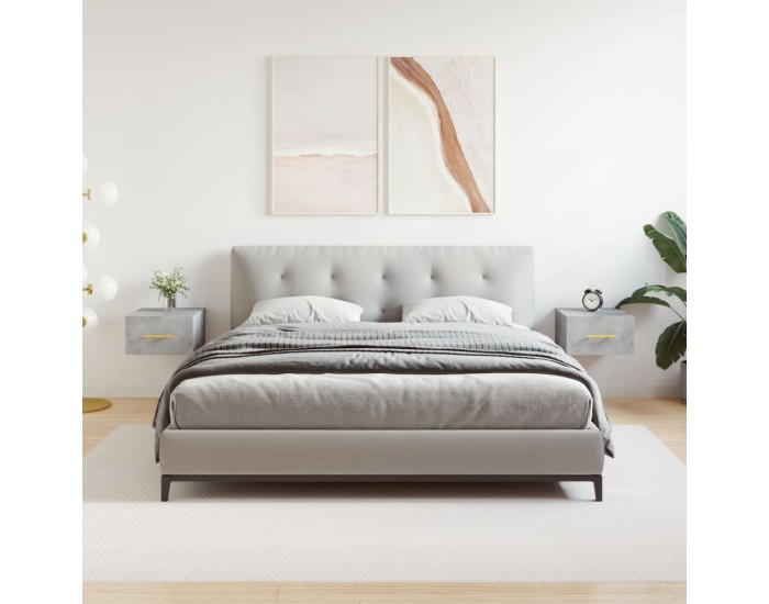 Sonata H Нощни шкафчета за стенен монтаж 2 бр бетонно сиви 35x35x20 см