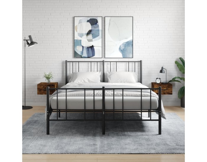 Sonata H Нощни шкафчета за стенен монтаж, 2 бр, опушен дъб, 35x35x20 см