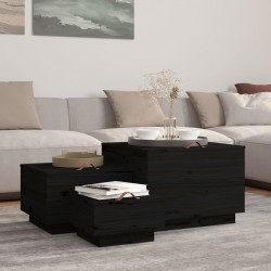 Sonata H Кутии за съхранение с капаци 3 бр черни борова дървесина масив - Dulapuri