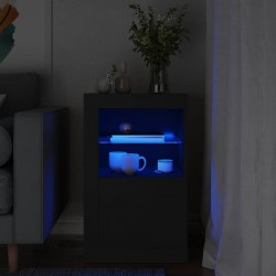 Sonata H Страничен шкаф с LED осветление, черен, инженерно дърво - Dulapuri