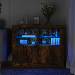 Sonata H Странични шкафчета с LED, 2 бр, Опушен дъб, инженерно дърво - Dulapuri