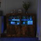 Sonata H Странични шкафчета с LED, 2 бр, Опушен дъб, инженерно дърво