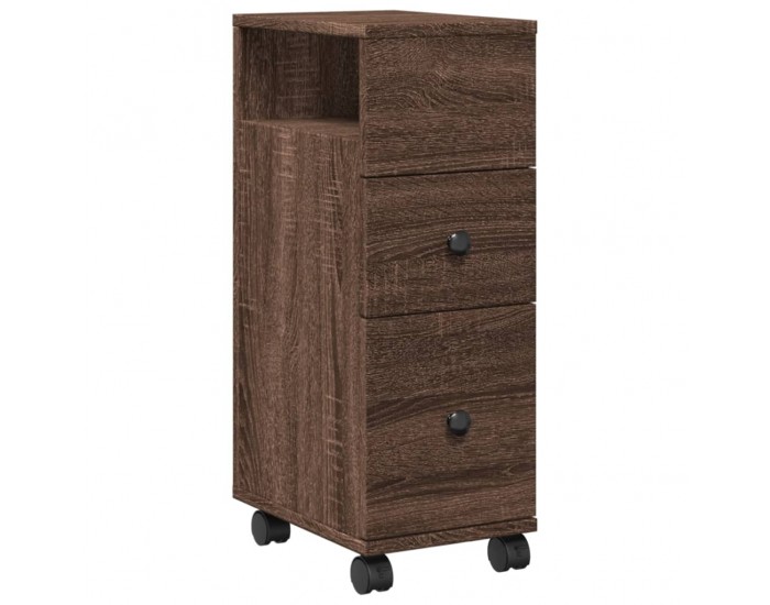 Sonata H Тесен шкаф за баня с колелца, кафяв дъб, инженерно дърво