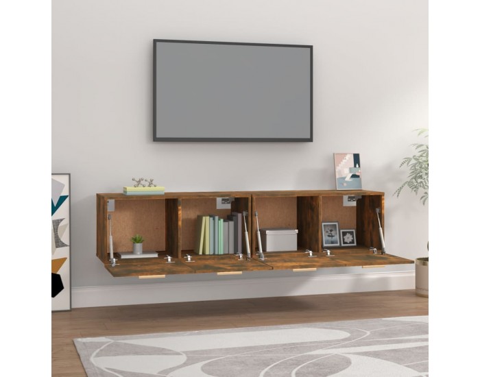 Sonata H Стенни шкафове 2 бр Опушен дъб 80x35x36,5 см инженерно дърво