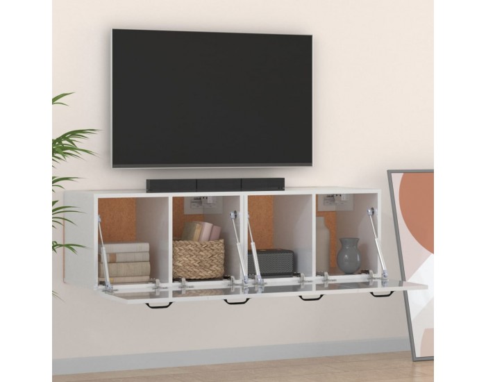 Sonata H Стенни шкафове 2 бр бял гланц 80x36,5x35 см инженерно дърво