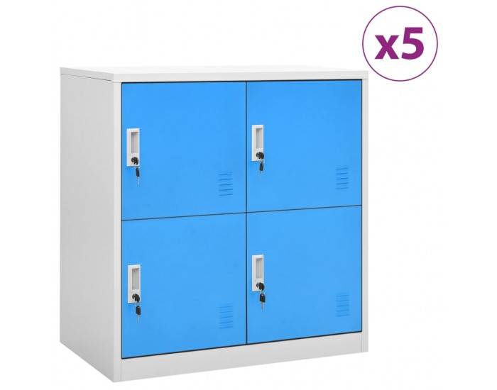 Sonata H Заключващи шкафове 5 бр светлосиво/синьо 90x45x92,5 см стомана