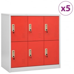 Sonata H Заключващи шкафове 5 бр светлосиво/червено 90x45x92,5см стомана - Dulapuri