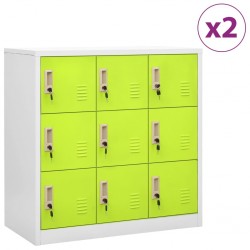 Sonata H Заключващи шкафове 2 бр светлосиво/зелено 90x45x92,5 см стомана - Dulapuri