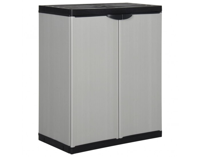 Sonata H Градински шкаф за съхранение с 1 рафт сиво-черен 68x40x85 см