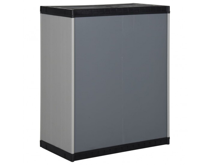 Sonata H Градински шкаф за съхранение с 1 рафт сиво-черен 68x40x85 см