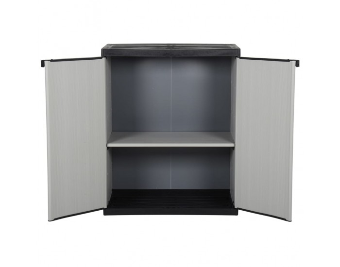 Sonata H Градински шкаф за съхранение с 1 рафт сиво-черен 68x40x85 см