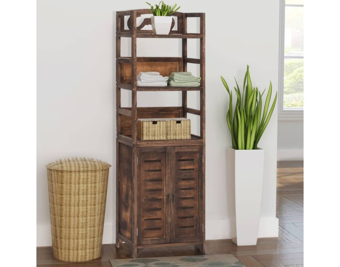 Sonata Bibliotecă maro închis, 46x24x140 cm, lemn masiv de paulownia