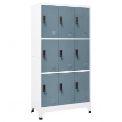 Sonata H Заключващ се шкаф светлосиво и тъмносиво 90x45x180 см стомана - Dulapuri