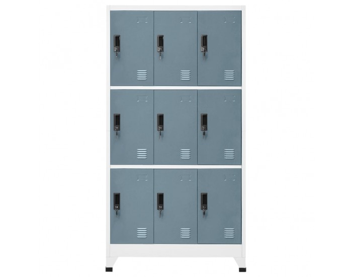 Sonata H Заключващ се шкаф светлосиво и тъмносиво 90x45x180 см стомана