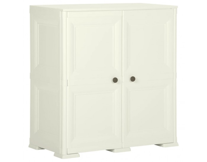 Sonata H Пластмасов шкаф, 79x43x85,5 см, дървен дизайн, ванилов лед