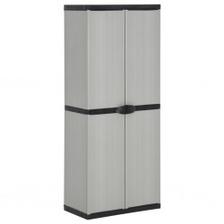 Sonata H Градински шкаф за съхранение с 3 рафта сиво-черен 68x40x168 см - Dulapuri
