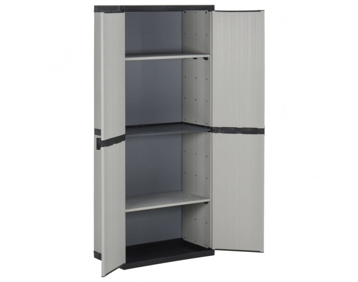 Sonata H Градински шкаф за съхранение с 3 рафта сиво-черен 68x40x168 см