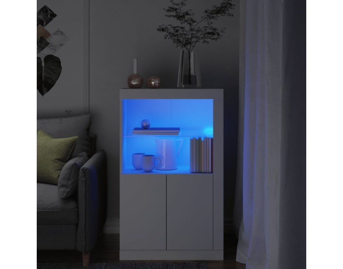 Sonata Dulap lateral cu lumini LED, alb, lemn prelucrat
