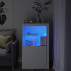 Sonata H Страничен шкаф с LED осветление, бял, инженерно дърво - Dulapuri