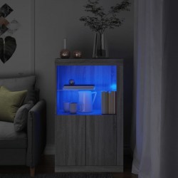 Sonata H Страничен шкаф с LED осветление, сив сонома, инженерно дърво - Dulapuri