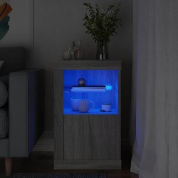 Sonata H Страничен шкаф с LED осветление, сив сонома, инженерно дърво - Dulapuri