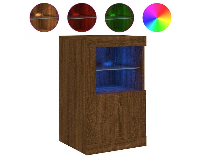 Sonata H Страничен шкаф с LED осветление, кафяв дъб, инженерно дърво
