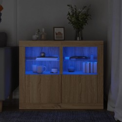 Sonata H Странични шкафчета с LED, 2 бр, сонома дъб, инженерно дърво - Dulapuri