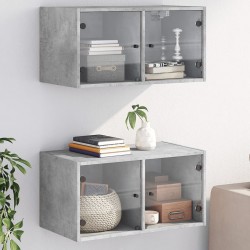 Sonata H Стенни шкафове със стъклени врати 2бр бетонно сиво 68,5x37x35см - Dulapuri