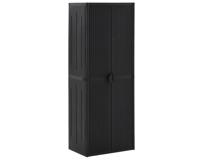 Sonata Dulap depozitare de grădină, negru, 65x45x172 cm, PP ratan