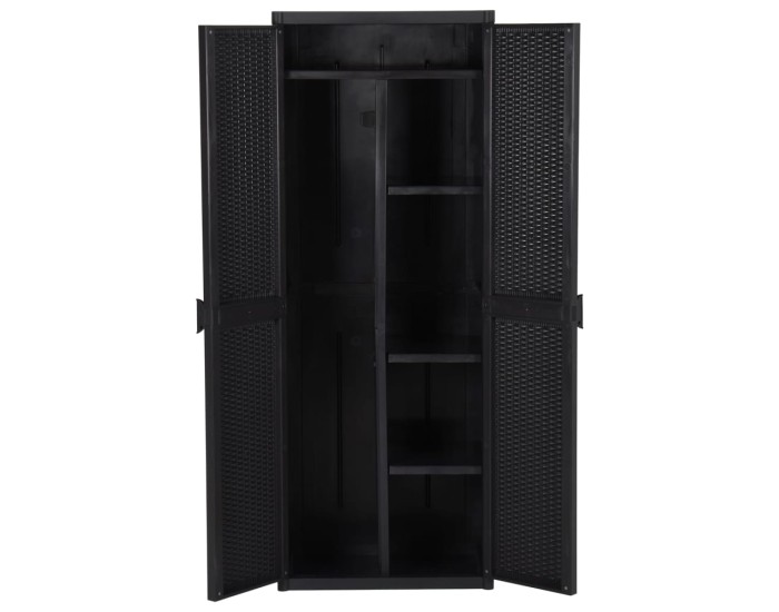 Sonata Dulap depozitare de grădină, negru, 65x45x172 cm, PP ratan