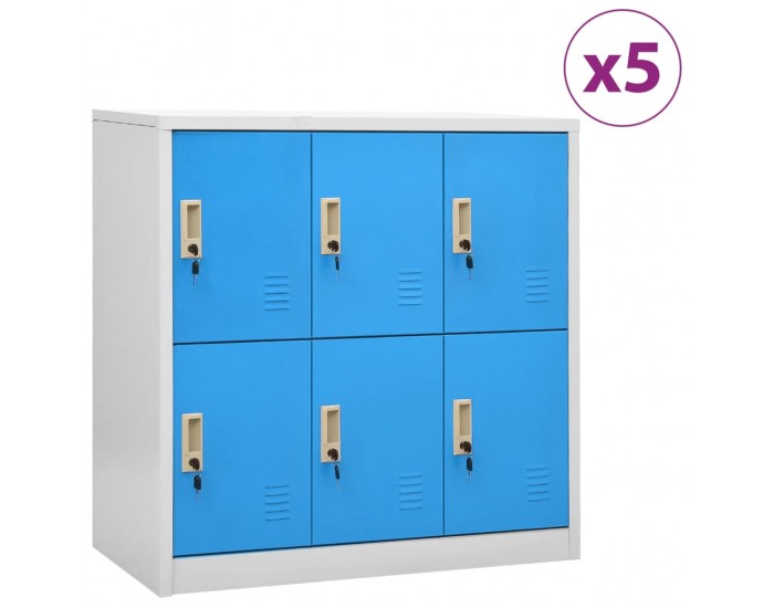 Sonata H Заключващи шкафове 5 бр светлосиво/синьо 90x45x92,5 см стомана