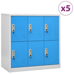 Sonata H Заключващи шкафове 5 бр светлосиво/синьо 90x45x92,5 см стомана - Dulapuri