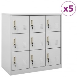 Sonata H Заключващи се шкафове, 5 бр, светлосиви, 90x45x92,5 см, стомана - Dulapuri