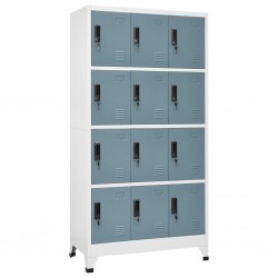 Sonata H Заключващ се шкаф светлосиво и тъмносиво 90x45x180 см стомана - Dulapuri