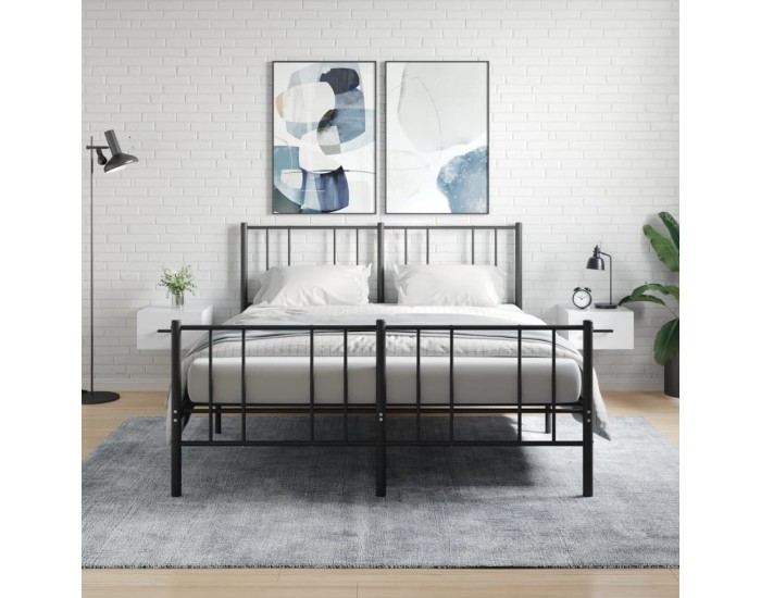 Sonata H Нощни шкафчета за стенен монтаж, 2 бр, бял гланц, 35x35x20 см