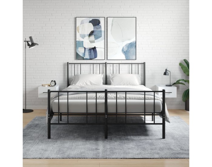 Sonata H Нощни шкафчета за стенен монтаж, 2 бр, бял гланц, 35x35x20 см