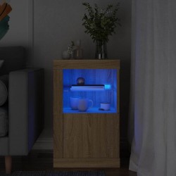 Sonata H Страничен шкаф с LED осветление, дъб сонома, инженерно дърво - Dulapuri