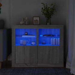 Sonata H Странични шкафчета с LED, 2 бр, сив сонома, инженерно дърво - Dulapuri