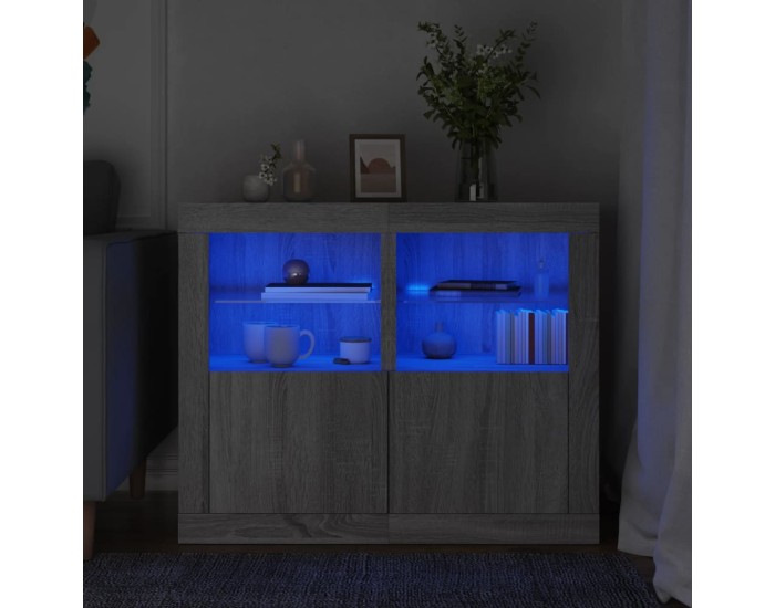 Sonata Dulapuri laterale cu lumini LED 2 buc.sonoma gri lemn prelucrat